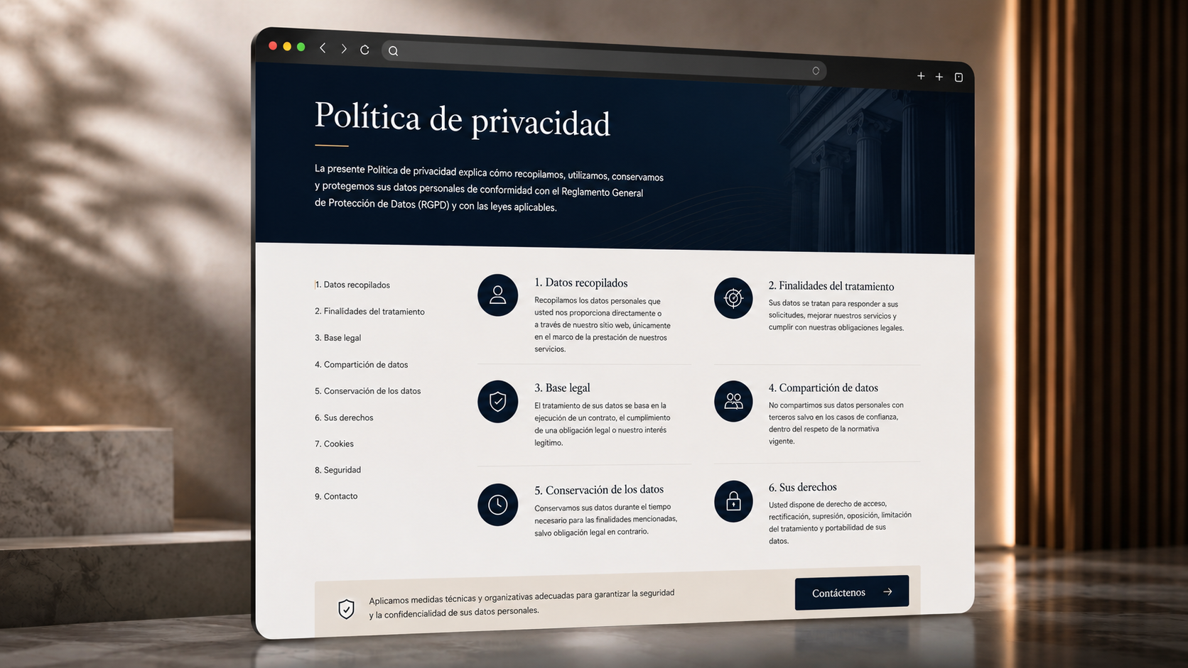 política de privacidad sitio web